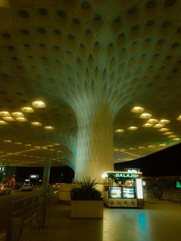 Modern Airport Terminal in Mumbai at Night